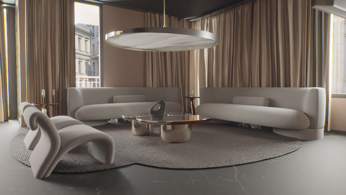 Elegant and modern living room interior, exemplifying the impact of pricing a home correctly for a fast sale, enhanced by visual tour solutions.
